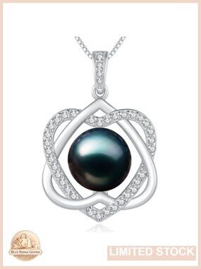 10-11mm Freshwater Pearl Infinity Heart Necklace 18K White Gold Plated
